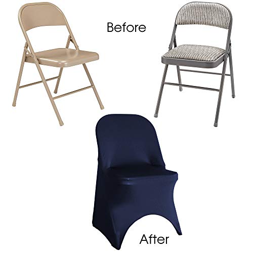 Your Chair Covers - 6 Pack Stretch Spandex Folding Chair Cover Navy Blue #TOP5