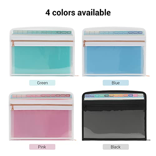 Mukawa Arquivo expansível com zíper de 13 bolsos, organizador de arquivos sanfonado com zíper, pasta