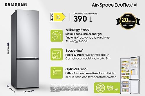Réfrigérateur congélateur bas SAMSUNG RB38C603DSA 2 portes H203CM D Froid ventilé Intégral Metal - vue 8