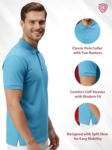 Image of Lux Cozi Men's Cotton Solid Polo Tshirt | Collar Tshirts | Half Sleeves | Stylish & Premium All Day Wear | Pack of 1