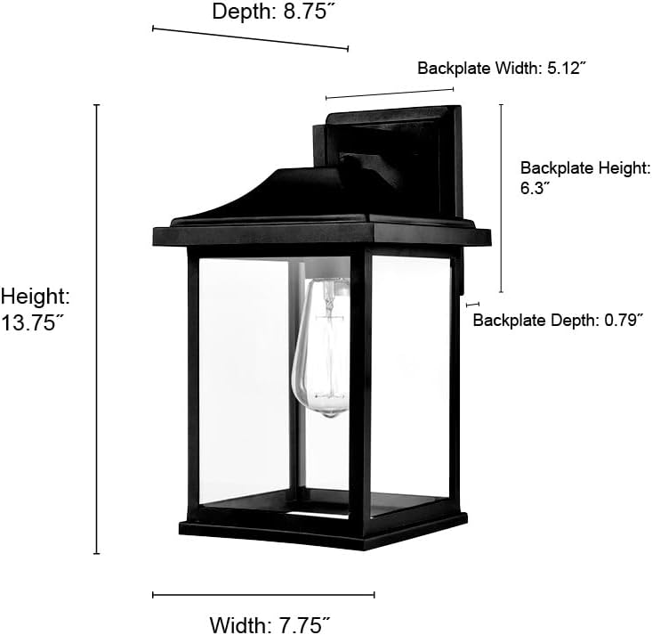 ML Lighting | Caleb Collection | 91601-TBK | 1 Light Outdoor Wall Sconce in Textured Black Finish with Clear Glass Shade | Perfect for Walkways, Porches, Backyards, Patios, and Driveways