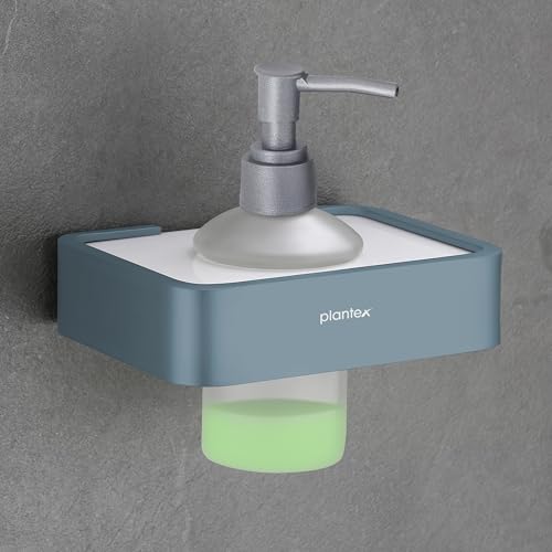 Image of Plantex Aluminium and Acrylic Shampoo Dispenser /Liquid Soap Dispenser for Handwash /Bathroom Accessories - (Grey and Milky White)