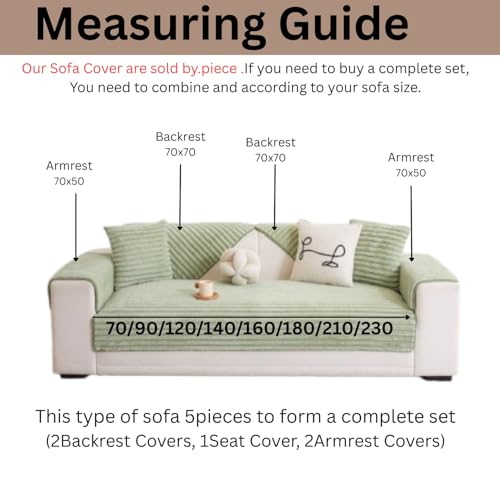 Image of HOMETHREADS Thick & Soft Fur Plush Sofa Cover-Luxurious Cozy Slipcover, Washable & Pet-Friendly, Anti-Scratch Protector for Sofas (Faux Linning Green, 3 Seater | 180x70cm)