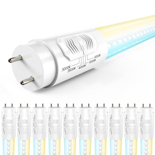 Sunco 10 Pack T8 LED Bulbs 4 Foot, LED Fluorescent Tube Replacement, 4ft LED Tube Light, Ballast Bypass, 18W, 2200 LM, Selectable CCT 3000K/3500K/4000K/5000K/6000K, Single Ended Power, Clear Lens UL. by Sunco Lighting - Used condition - US$64.44