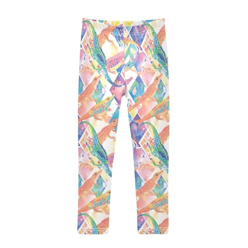 KLL Watercolor Crocodiles Toddler Girls' Leggings Fashion High Waisted Leg Yoga Pants Sports