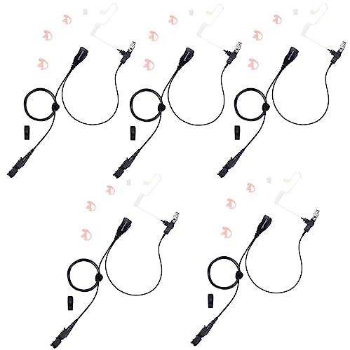 commountain XPR 3500e XPR 3300e Earpiece with Mic Compatible with Motorola Radios XPR3300e XPR3500e XPR3300 XPR3500, Acoustic Tube Headset with PTT Microphone-5 Pack