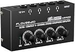 Headphone Amplifier 4 Channel Stereo Audio Amp Ultra Compact Headphone Splitter for Studio and Stage with 12V Power Adapter