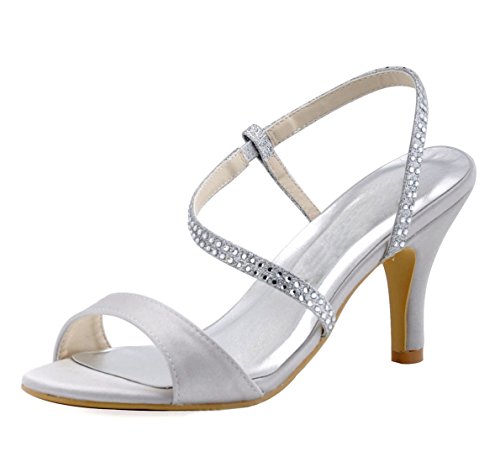 Sandales pour femme en couleur beige clair et fini ivory dotées d'un talon haut de 7.5cm