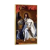  MOBYAT Hyacinthe Rigaud Portrait français de Louis XIV Peinture à l\'huile sur toile esthétique œuvre d\'art décor de toile de fond décoration de la maison 55x30 cm(22x12 pouces) cadre doré