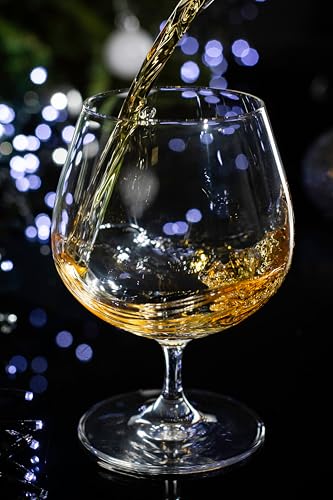 DIAMANTE Brandy Cognac Liqueur Glasses Pair - ‘Auris’ Collection Undecorated Crystal Snifter Glasses - Set of 2 (1400.702) - Image 5