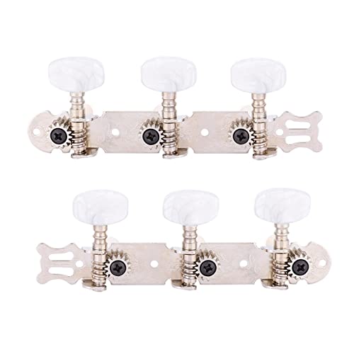 Guitar Tuning Pegs, 2 PCS Electric Guitar Tuning Keys 3+3 Machine Head Tuning Pegs Keys, White Oval Button
