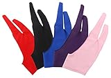 Kattool Tablet Drawing Gloves Artist Gloves, 5PCS 2-Finger Drawing Gloves for Graphic Tablets Digital Panels Pen Display IPad Pro Pencil Art Creations, 5 Colors
