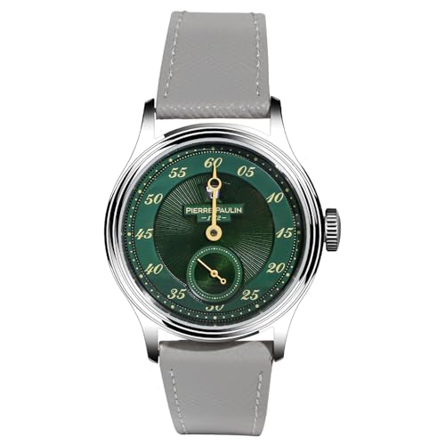 TeamMerkur Pierre Paulin Jump Hour - Reloj mecánico automático ST17 para hombre, esfera verde, ventana de fecha, 38 mm, Verde, Classic