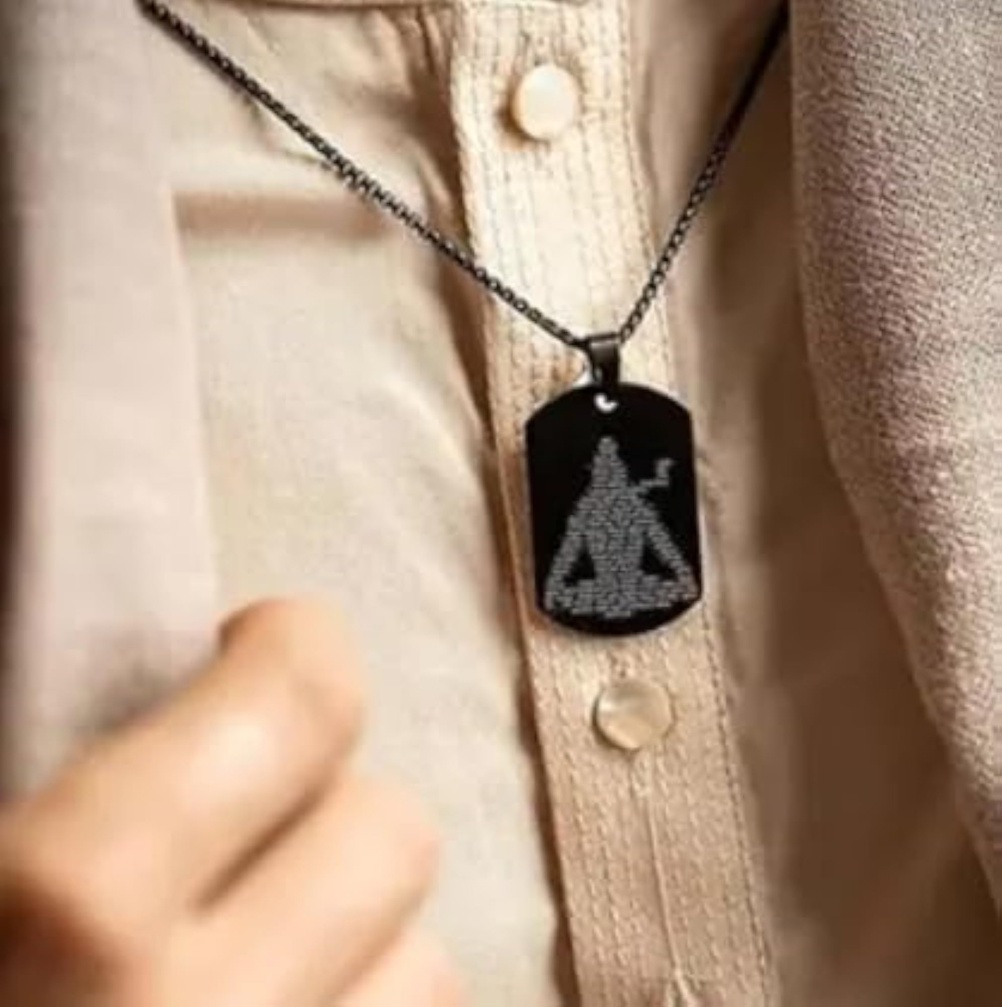 Men's Stainless Steel Shiv Chalisa Black Locket with Chain