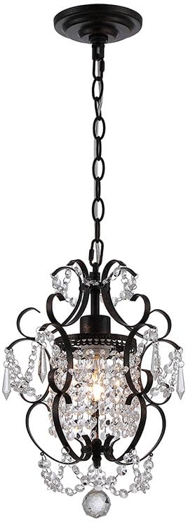 Suspension métal noir et cristal 28 cm style ferme pour cuisine