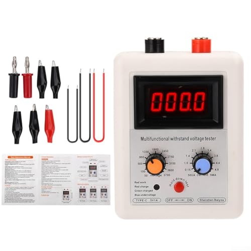 Probadores de transistores IGBT, DC 50-3700V Probadores de capacidad de voltaje de soporte para N-MOS/P-MOS/Tiristor/Diodo, medidor de prueba de aislamiento portátil con tipo C (luz roja)