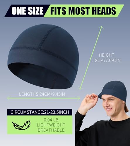 Hovyjumz 2 Pieces Cotton Skull Caps for Men Women Helmet Liner Breathable Sleep Hat Chemo Headwear Running Cap — view 4