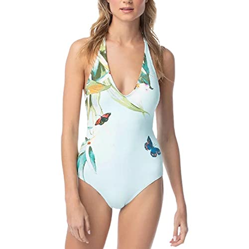 Vince Camuto Women's Standard Halter One Piece Swimsuit With Removable Soft Cups, Garden Paradise Mist, 6 #TOP10