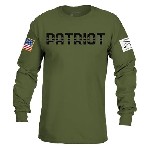 Grunt Style Patriot Long Sleeve Men's T-Shirt (Military Green, Medium)