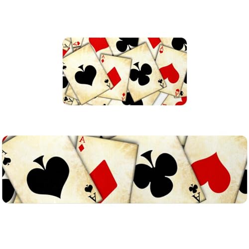 Tapete de cocina de 2 piezas lavable con diseño de cartas antiguas 2