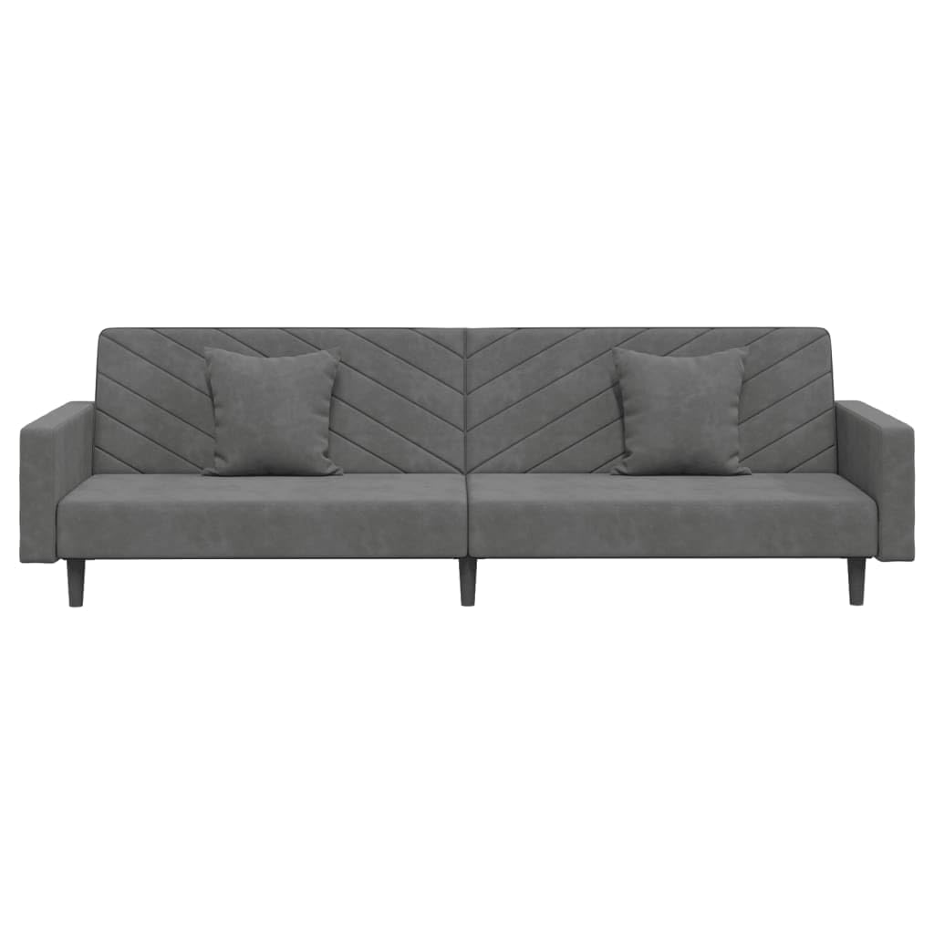 Sofa do spania 2-osobowa z 2 poduszkami ciemnoszarym aksamitem, rozkładana, funkcja relaksu, łóżko dla gości, nowoczesne wzornictwo, styl skandynawski, do salonu, biura, salonu, salonu