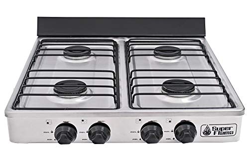 Hornos Y Parrillas, Kitchen Super Flama 4Q-TA Parrilla De Gas 4 Quemadores Acero Inoxidable