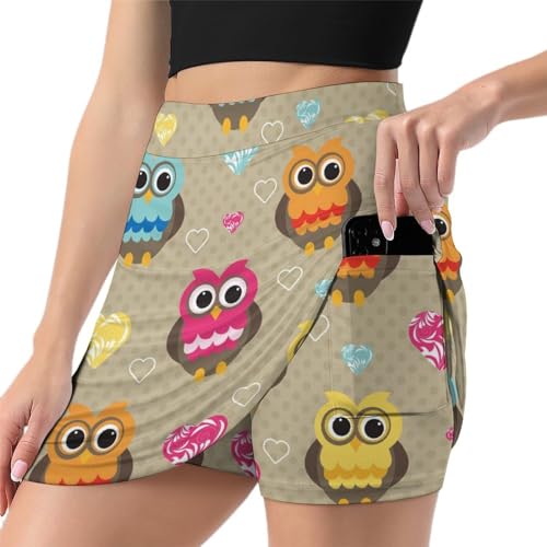 Jupe short de sport femme avec poche mini jupe athlétique anti-transpiration chouette