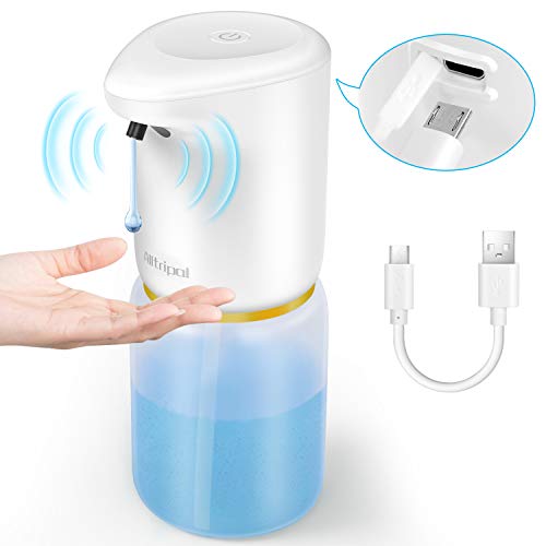 Preisvergleich Produktbild Alltripal Automatischer Seifenspender Berührungslos 400ml mit USB Ladestecker Flüssigseifen Spender IPX5 Wasserabweisend 2 Modelle Verstellbar (Weiß)