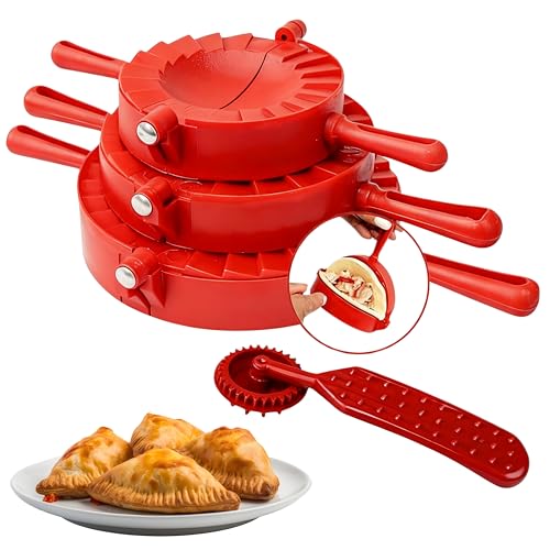 Empanada Maker Press Kit with 3 Sizes + Pasta Dough Cutter &ndash; Quesadilla Crimper, Dumpling Wrapper, Pierogi Maker Press, Perogies Tool - Molde para Empanadas Colombianas para Cocina Latina