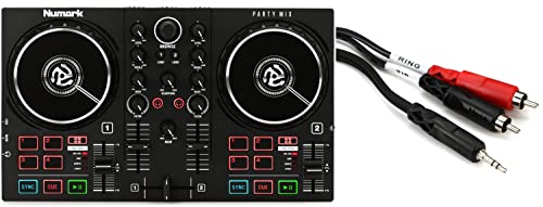 Numark Party Mix Ii Dj Controller With Built-In Light Show Bundle With Cmr-210 Stereo Breakout Cable - 3.5Mm Trs Male To Left And Right Rca Male - 10 Foot #TOP2