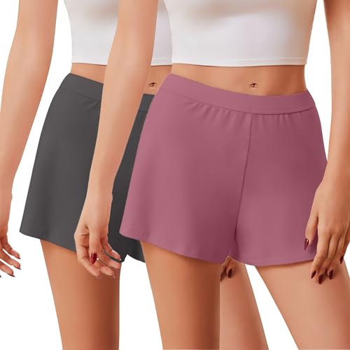 Ekouaer 2 Pack Womens Sleep Shorts 2026 Soft Pajama Short for Women Comfy Lounge Shorts Elastic...