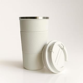 YELONA White 510 ML Insulated Stainless Steel Coffee Tea Tumbler for Hot Cold Beverages Portable Travel Mug Leak Proof Sip... Price In India