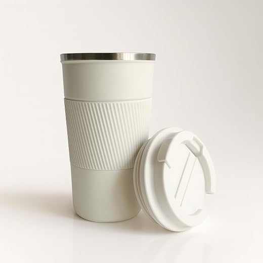 YELONA White 510 ML Insulated Stainless Steel Coffee Tea Tumbler for Hot Cold Beverages Portable Travel Mug Leak Proof Sip...