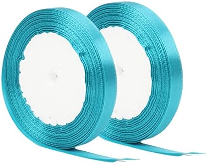 2 Rolls Green Ribbon 15mm for Gift Wrapping 22M, Double Sided Green Satin Ribbon 15mm Thick Fabric Ribbon for Crafting Cake Ribbon,Hair Bow Ribbon,Balloon,Christmas Decoration,Wedding Car Ribbon