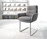 Besonders elegantes Freischwingergestell mit Flachstahl | Gestell aus handgebürstetem Edelstahl