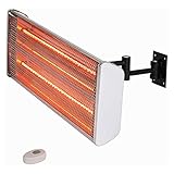 2000W Elektro-Wandheizer mit Fernbedienung, einstellbare Halogen-Wand-Terrassenheizer mit Zwei Heizrohren, für den Garten im Freien