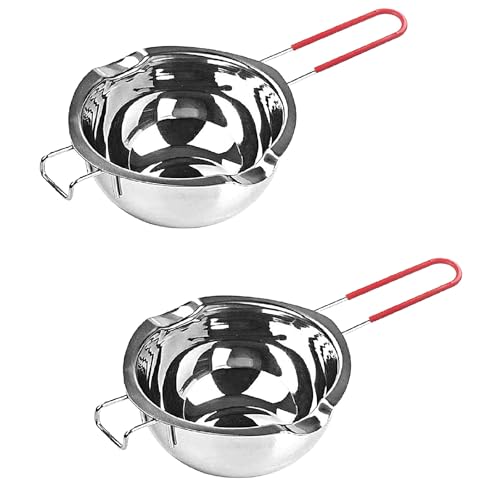 Fellflying 2 Olla para Derretir Chocolate De Acero Inoxidable - Olla para Derretir Chocolate De 400 Ml (12 Oz) | Crisol De Baño María para Derretir Chocolate, Mantequilla, Caramelo, Queso