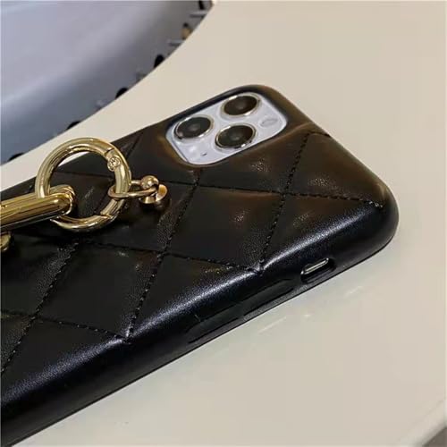 Coque iPhone 12 rigide anti-chute à dos cuir et gourmette argentée