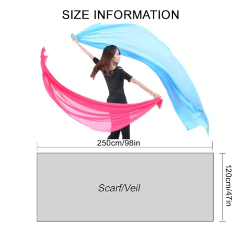 98in x 47in 100% Chiffon Hand Scarf for Belly Dance Costume Outfit - Throwing Scarf4