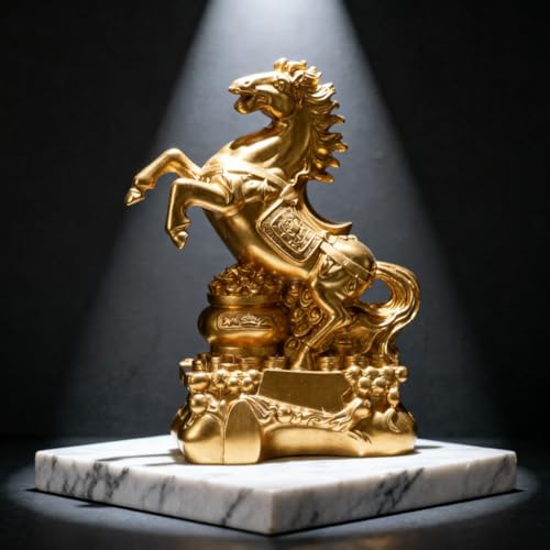 Figura Decorativa de Caballo Dorado para Mesa Feng Shui miniatura 5