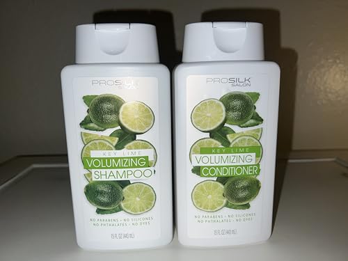 Pro Silk Salon Volumizing Shampoo and Conditoner Set, Paraben-Free, Silicone-Free, No Dyes, 15 Fl Oz (Lime)