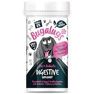 Bugalugs Probiotics For Dogs – Powder, Simple To Add To Food – Complete Daily Digestive Support With Probiotics & Prebiotics For Happy Healthy Dogs (80g)
