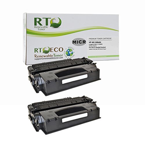 Renewable Toner Compatible High Yield MICR Toner Cartridge Replacement for HP 49X Q5949X Laser Printers 1320 1320 3390 3392 (Pack of 2)