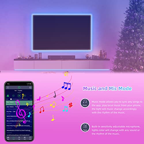Unicrown 50Ft Waterproof Led Strip Lights, 5050 Rgb Led Lights Strips And 16 Million Color Changing With Bluetooth Music Sync App Remote Controller For Home Bedroom Party (12V, 3 Rolls Of 16.4Ft) #TOP3
