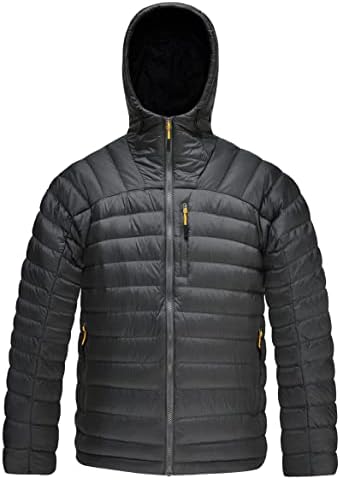 HARD LAND Men’s Packable Down Jacket Hooded Lightweight Winter Puffer Coat Outerwear Charcoal Grey Size XL