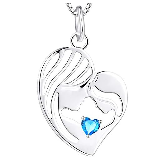 YL Mor och dotter Halsband sterling silver med Mars födelsestones Akvamarin Hjärt Halsband för mamma kvinnor, kedja 18-20 cm