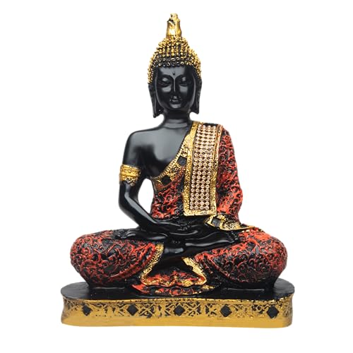 Image of Meditating Buddha Statue Showpiece, Gold Finish Decorative Resin Buddha Idol for Home Decor, Living Room, Office Desk, Meditation Room, Spiritual Gift, Tabletop Decorative Figurine