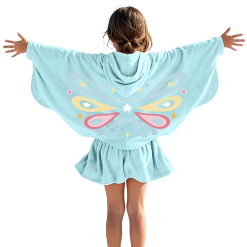 Image of Girls Hoodie Tee Dress, Cozy Towel Knit Cover Up for Beach, Lightweight Beachwear with Hood, Sizes 2-10 Years (Mint Green, 9-10 Years)