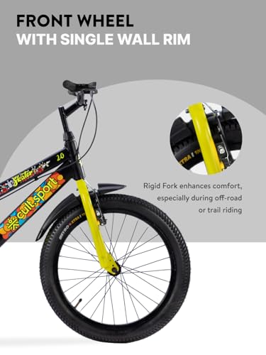 Image of CULTSPORT Cult Skater 20T Black Kids Cycle for 5-8 Years Unisex, Single Speed Cycle /Bicycle with Complete Accessories