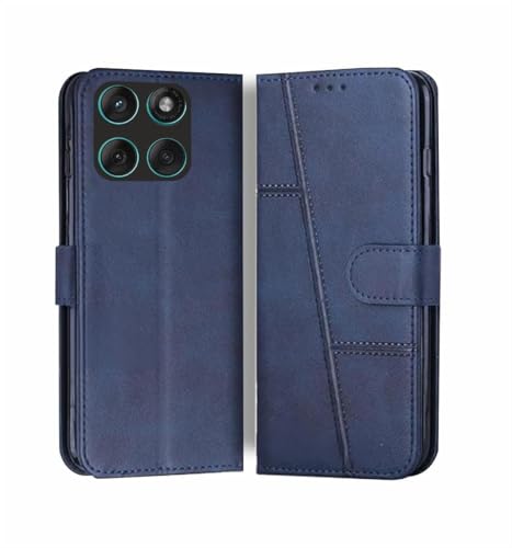 Image of Motorola Edge 60 5G / Motorola Edge 60 Fusion 5G Flip Cover Leather Finish | Inside TPU with Card Pockets | Wallet Stand | Complete Protection Flip Case Blue